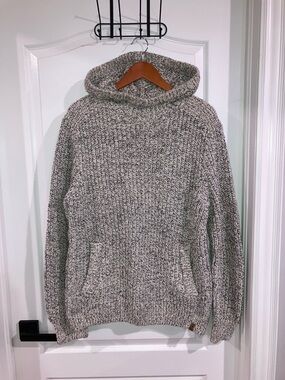 Roots Grey Thick Knit Hooded Sweater - size S